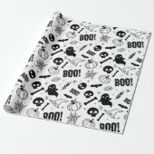 Halloween Wrapping Paper Niedlich Kids Schwarz-wei Geschenkpapier (Ungerollt)