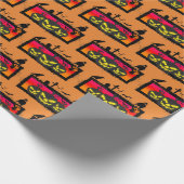 Halloween Wrapping Paper (Orange Hintergrund) Geschenkpapier (Ecke)