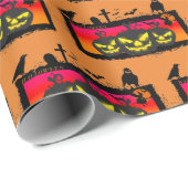 Halloween Wrapping Paper (Orange Hintergrund) Geschenkpapier (Rolleneckpunkt)