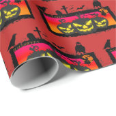 Halloween Wrapping Paper (roter Hintergrund) Geschenkpapier (Rolleneckpunkt)