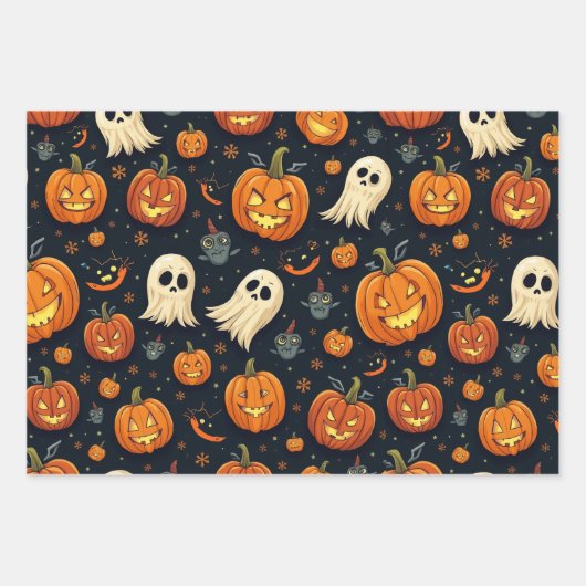 Halloween Wrapping Paper Sheets Geschenkpapier Set (Vorderseite 3)