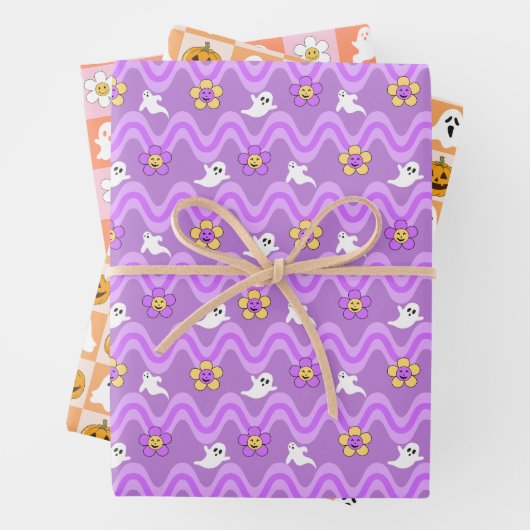 Halloween Wrapping Paper Sheets Set 3 Geschenkpapier Set (Beispiel)