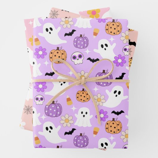 Halloween Wrapping Paper Sheets Set 3 Geschenkpapier Set (Beispiel)