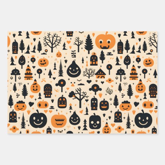 Halloween Wrapping Paper Sheets Set 3 Geschenkpapier Set (Vorderseite)