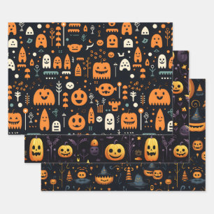 Halloween Wrapping Paper Sheets Set 3 Geschenkpapier Set