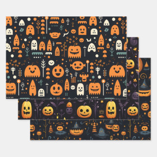 Halloween Wrapping Paper Sheets Set 3 Geschenkpapier Set