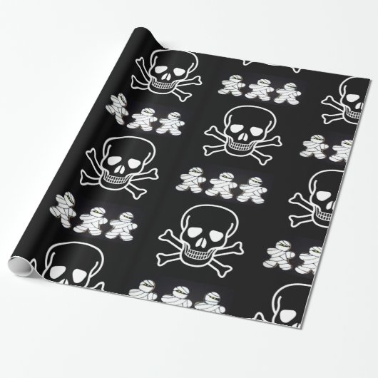 Halloween Wrapping Paper, Skull Geschenkpapier (Ungerollt)