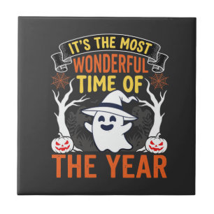 Halloween Wundervolle Zeit Geist und Kürbis Vintag Fliese