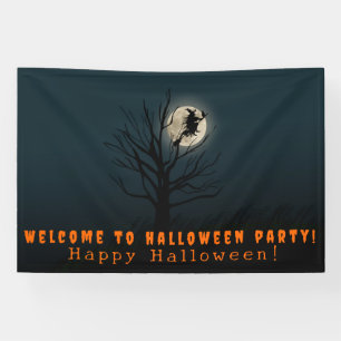 Halloween-Wünsche Hexenmond Baum Banner