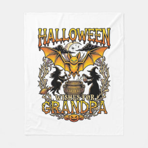 Halloween-Wünsche Opa Fledermaus Hexen-Kessel_1 Fleecedecke