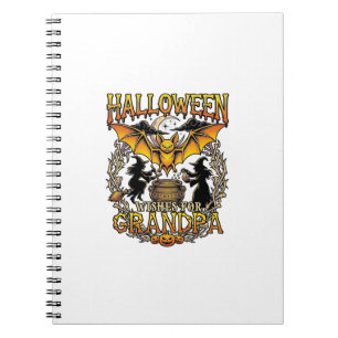 Halloween-Wünsche Opa Fledermaus Hexen Kessel_1 Notizblock