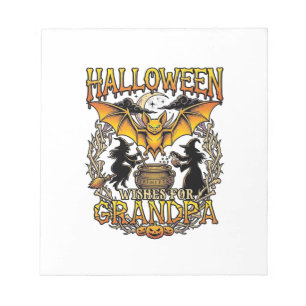 Halloween-Wünsche Opa Fledermaus Hexen Kessel_1 Notizblock