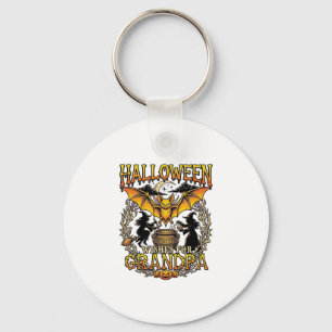 Halloween-Wünsche Opa Fledermaus Hexen Kessel_1 Schlüsselanhänger