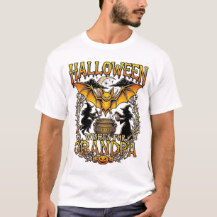 Halloween-Wünsche Opa Fledermaus Hexen Kessel_1 T-Shirt