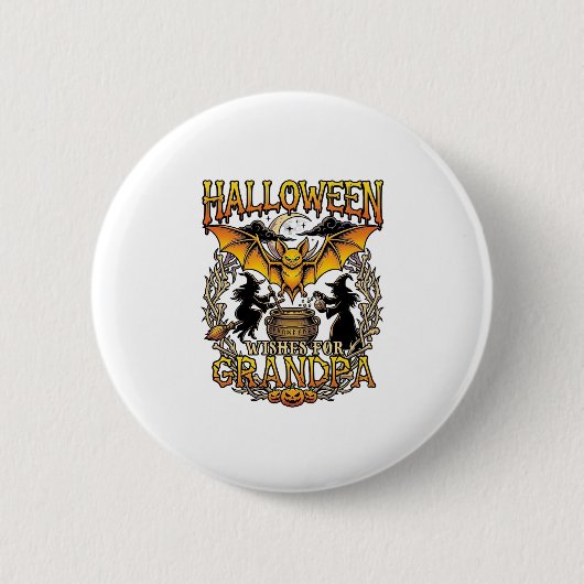 Halloween-Wünsche Opa Fledermaus Hexenkessel_1 Button (Vorderseite)