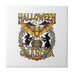 Halloween-Wünsche Opa Fledermaus Hexenkessel_1 Fliese