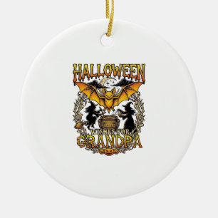Halloween-Wünsche Opa Fledermaus Hexenkessel_1 Keramik Ornament