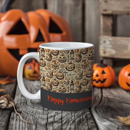 Halloween wünscht orangegraues Design Kaffeetasse