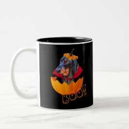 Halloween-Wurstkürbis Zweifarbige Tasse