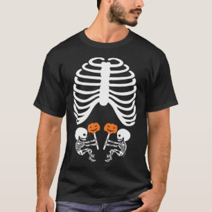 Halloween X Ray Schwangerschaft erwartet Zwillinge T-Shirt
