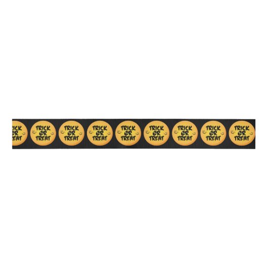 Halloween Yellow Black Trick oder Treat Ribbon Ripsband (Vorderseite)