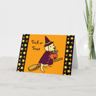 Halloween Yellow Labrador Cartoon 1 Karte