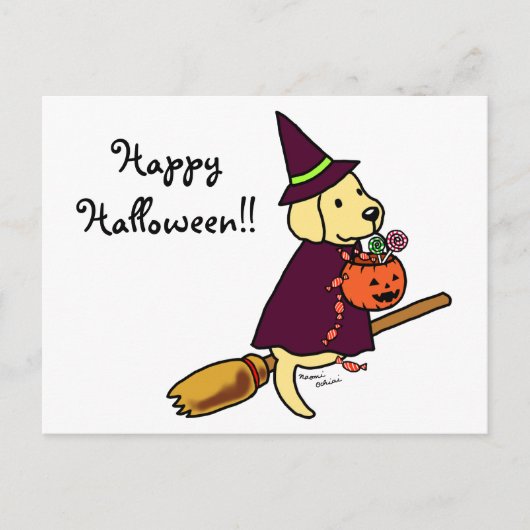 Halloween Yellow Labrador Cartoon 1 Postkarte (Vorderseite)