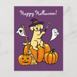 Halloween Yellow Labrador Cartoon 2 Postkarte