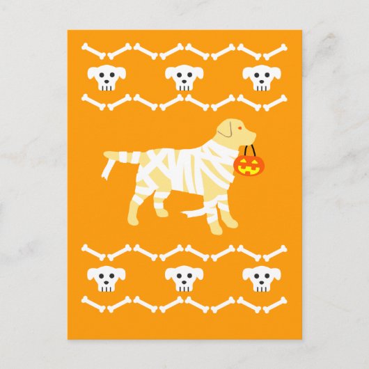 Halloween Yellow Labrador Mummy Postcard Postkarte (Vorderseite)