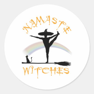 Halloween Yoga Lgbt Stolz - Namaste Hexen _1 Runder Aufkleber
