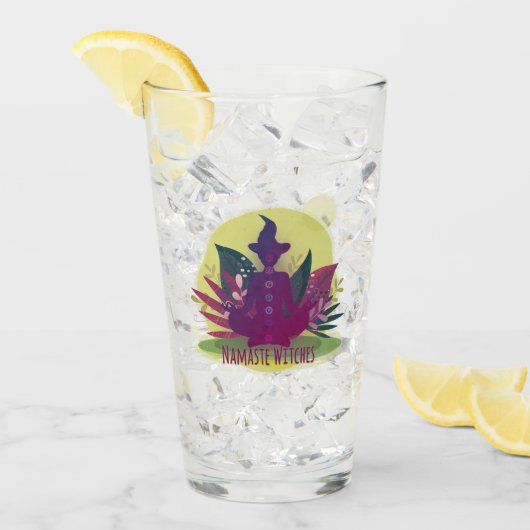 Halloween Yoga Namaste Hexen Glas (Vorderseite Ice)