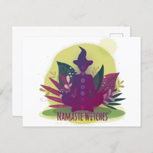 Halloween Yoga Namaste Hexen Postkarte