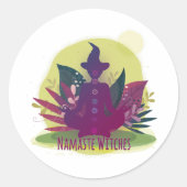 Halloween Yoga Namaste Hexen Runder Aufkleber (Vorderseite)