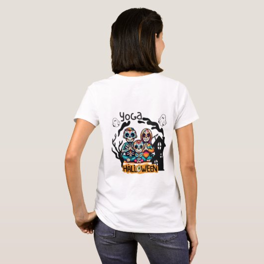 Halloween Yoga Skeletons T-Shirt (Schwarz voll)