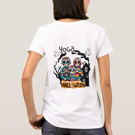 Halloween Yoga Skeletons T-Shirt (Rückseite)