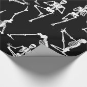 Halloween yoga skeletts schwarz geschenkpapier (Ecke)