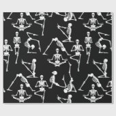 Halloween yoga skeletts schwarz geschenkpapier (Flach)