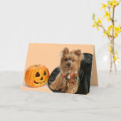 Halloween Yorkie Karte (Gelbe Blume)