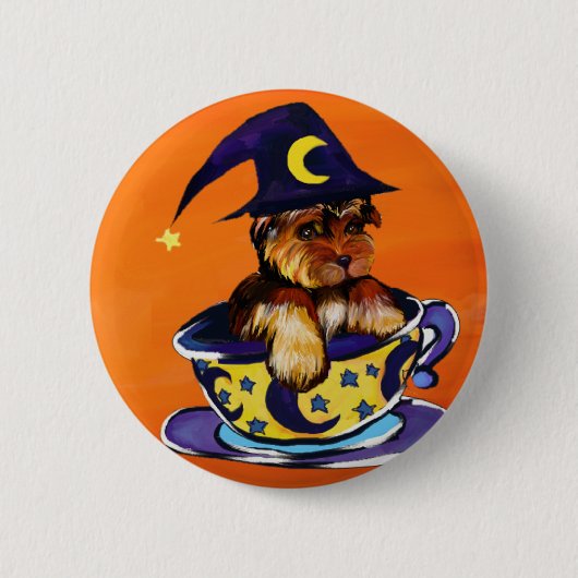 Halloween Yorkie Poo Button (Vorderseite)