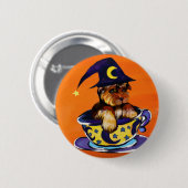 Halloween Yorkie Poo Button (Vorne & Hinten)