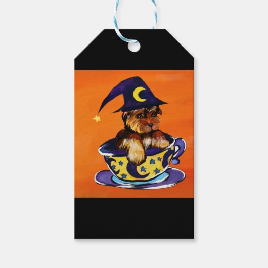 Halloween Yorkie Poo Geschenkanhänger (Vorderseite)