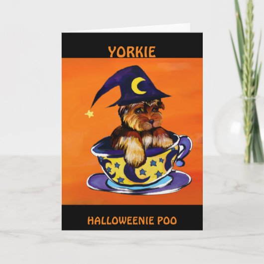 Halloween Yorkie Pop Karte (Vorderseite)