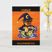Halloween Yorkie Pop Karte (Gelbe Blume)
