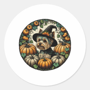 Halloween Yorkie Runder Aufkleber