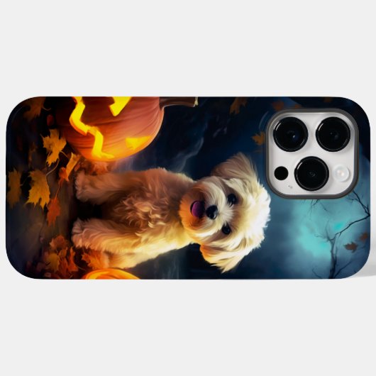Halloween Yorkipoo mit Pumpkins Beängstigend Case-Mate iPhone Hülle (Rückseite (Horizontal))