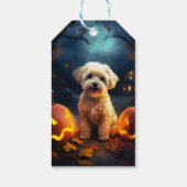 Halloween Yorkipoo mit Pumpkins Beängstigend Geschenkanhänger (Rückseite)