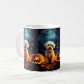 Halloween Yorkipoo mit Pumpkins Beängstigend Kaffeetasse (Vorderseite Links)