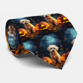 Halloween Yorkipoo mit Pumpkins Beängstigend Krawatte (Gerollt)