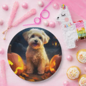 Halloween Yorkipoo mit Pumpkins Beängstigend Pappteller (Party)
