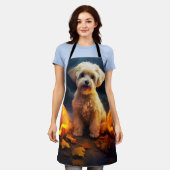 Halloween Yorkipoo mit Pumpkins Beängstigend Schürze (Getragen)